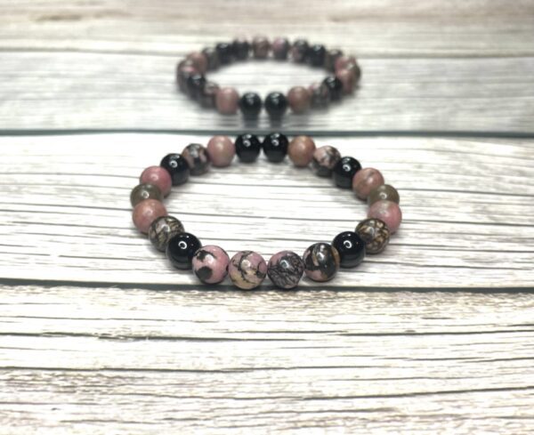 Black Line Rhodochrosite Gemstone Bracelet (BOGO MOTHERS DAY SALE)