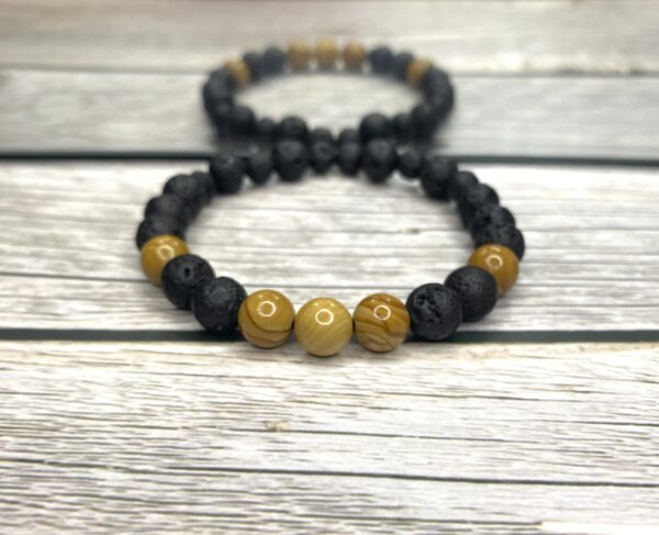 Woodgrain Lava Rock Bracelet